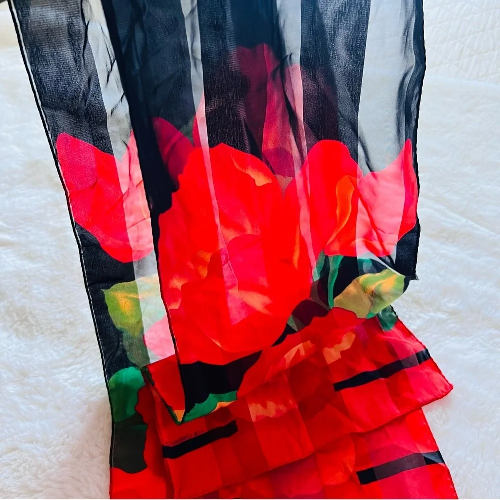 Liz Claiborne Red Floral Scarf